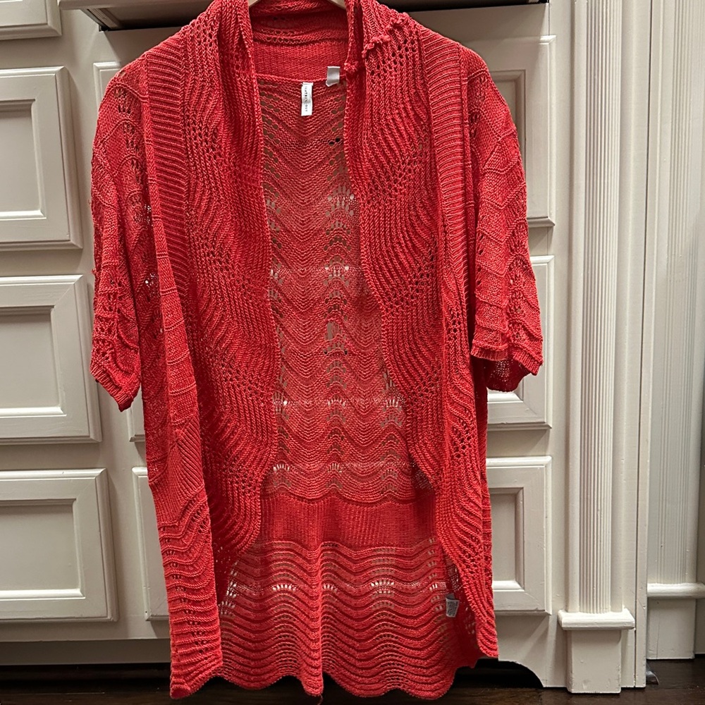 Vibrant Red Knit Cardigan